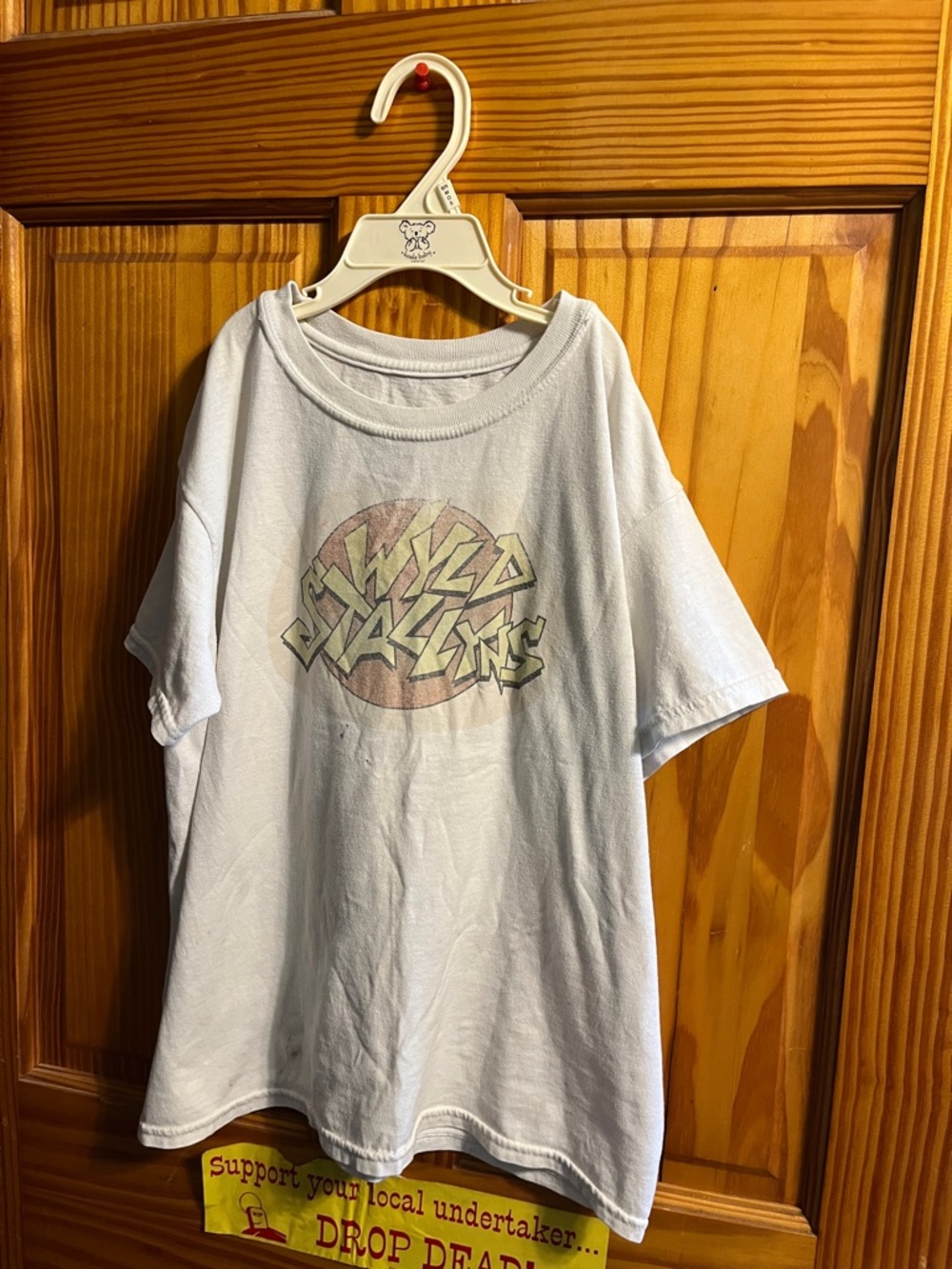 Hanes White Kids Graphic Tee with Faded Wyld Stallyns (Bill & Ted) Logo Size L